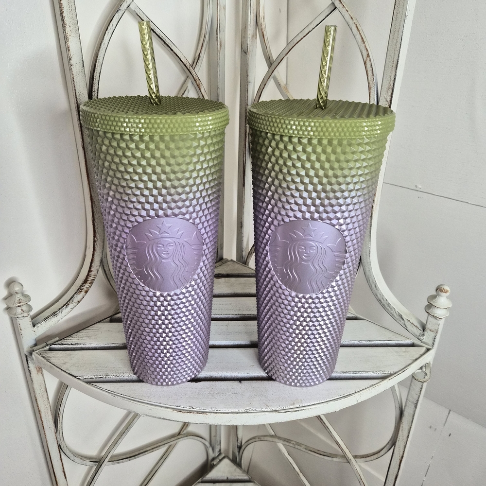 Starbucks Textured Green and Purple Tumblers